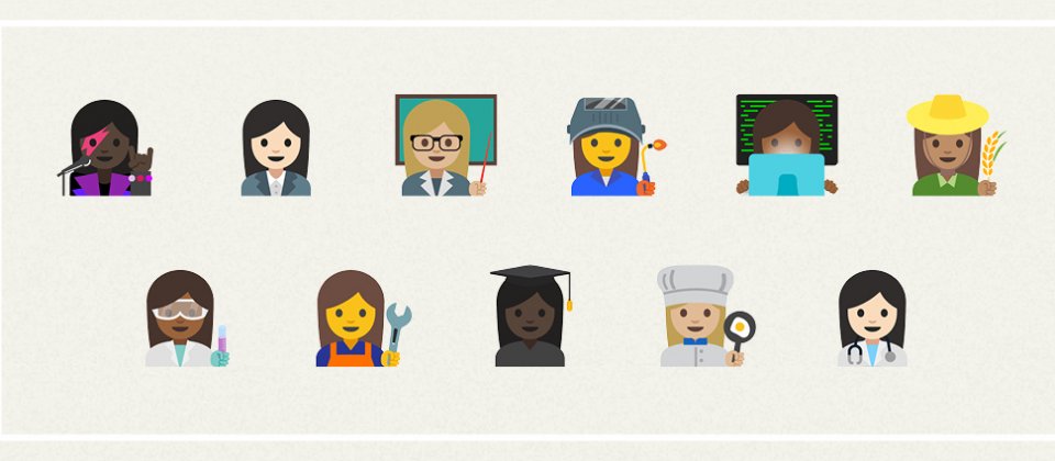 一系列職業男女emoji  宣導性別平等 | 文章內置圖片