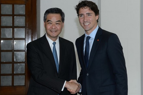 加拿大總理杜魯托訪港會晤梁振英