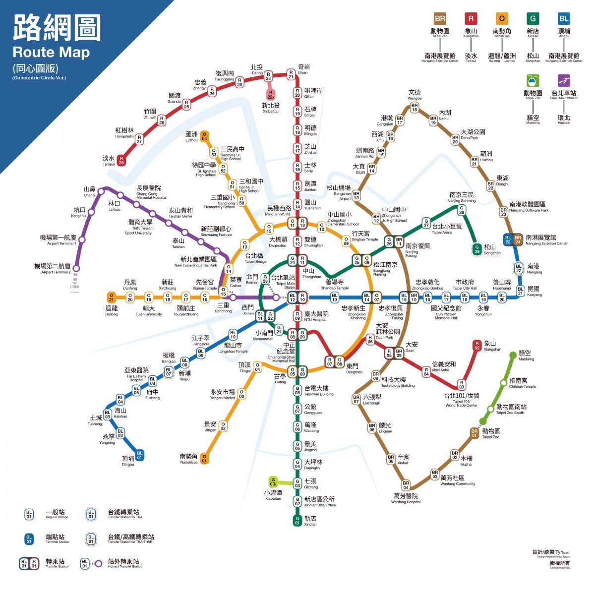 台北捷運好複雜?網友自製「同心圓」路線圖一次搞清楚! | 文章內置圖片