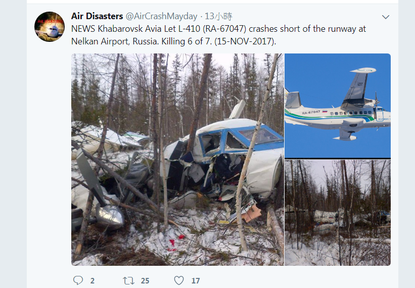 俄遠東小客機墜毀 「僅1名2歲女童生還」 | 文章內置圖片