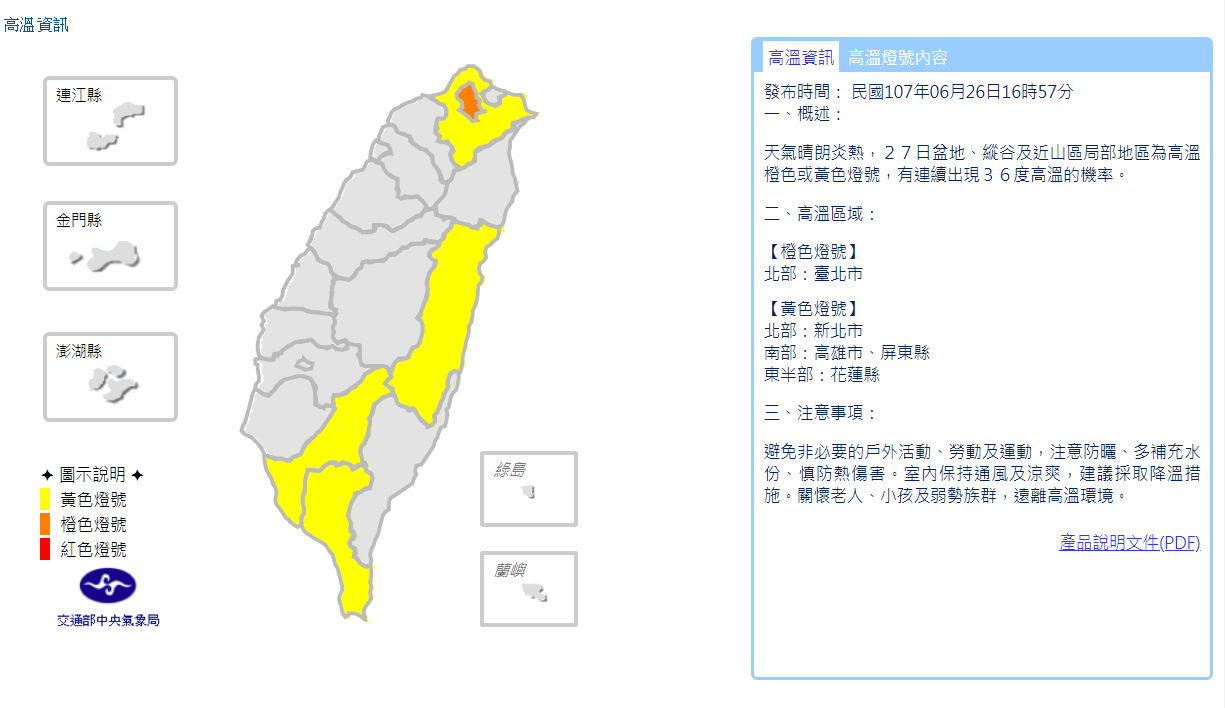 高溫拉警報！台北市列橙色燈號 各地高溫達35度 | 文章內置圖片