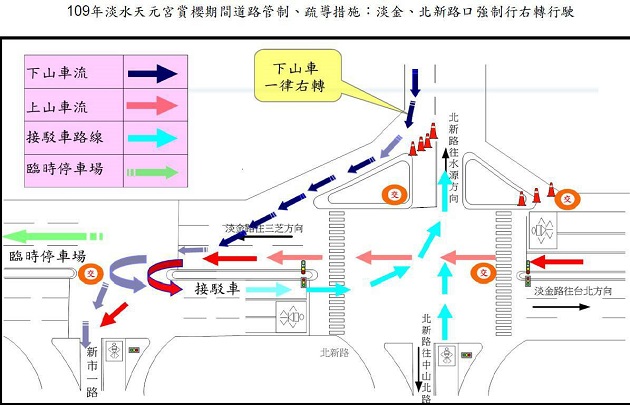 淡水天元宮三色櫻綻放 淡水警啟動交疏管制措施 | 文章內置圖片