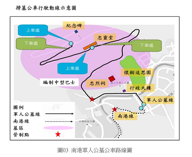 南港区「军人公墓」清明节交通管制措施 | 文章内置图片