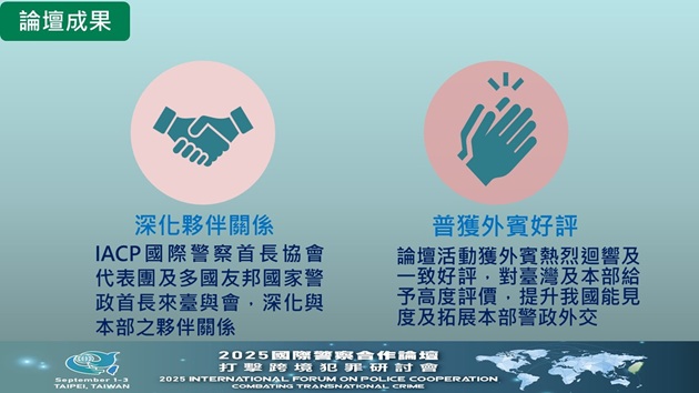 2025國際警察合作論壇圓滿落幕 內政部：推動國際警政合作 共築安全防護網 | 文章內置圖片
