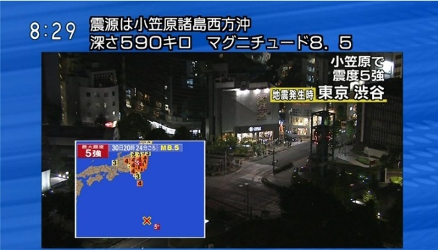 日晚間地震8.5  嚴防下波5級震